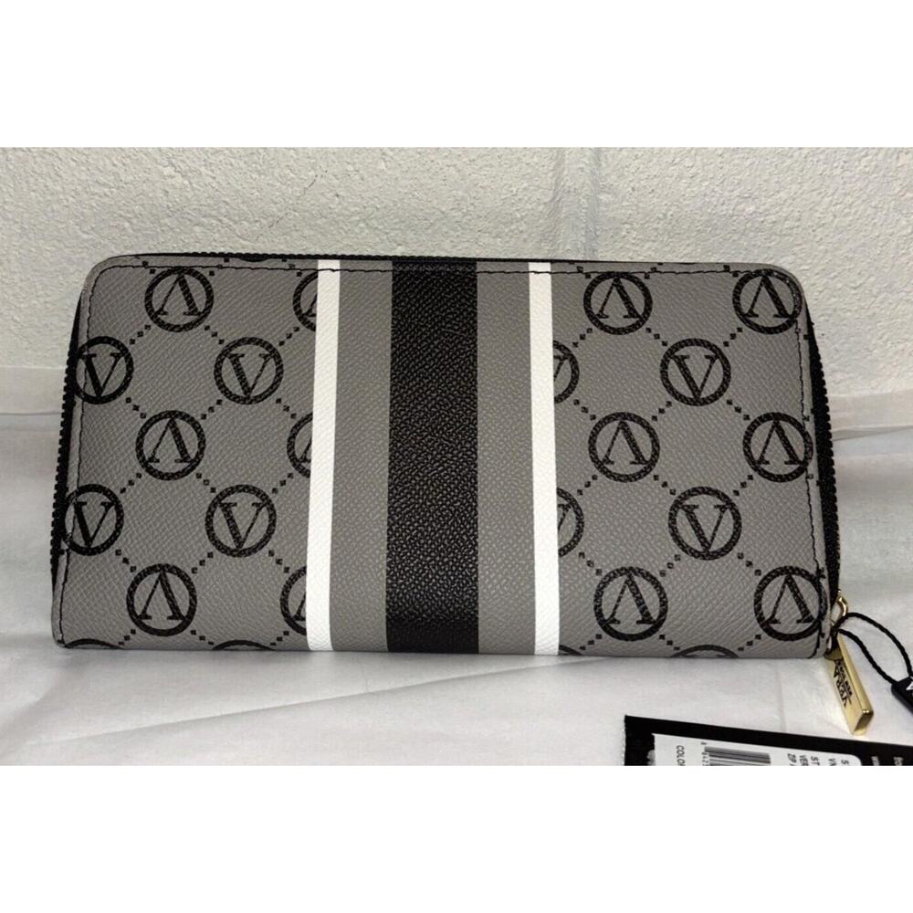 Vera New York Signature Zip Around Wallet Clutch Gray Logo NWT - Picture 2 of 7